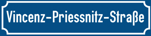 Straßenschild Vincenz-Priessnitz-Straße zum kostenlosen Download