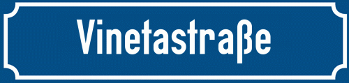 Straßenschild Vinetastraße zum kostenlosen Download