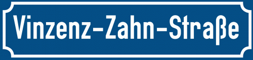 Straßenschild Vinzenz-Zahn-Straße
