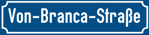 Straßenschild Von-Branca-Straße zum kostenlosen Download
