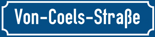 Straßenschild Von-Coels-Straße zum kostenlosen Download