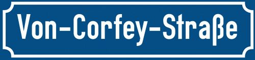 Straßenschild Von-Corfey-Straße