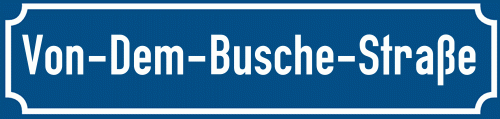 Straßenschild Von-Dem-Busche-Straße zum kostenlosen Download