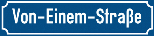 Straßenschild Von-Einem-Straße zum kostenlosen Download