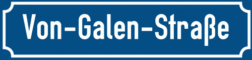 Straßenschild Von-Galen-Straße zum kostenlosen Download
