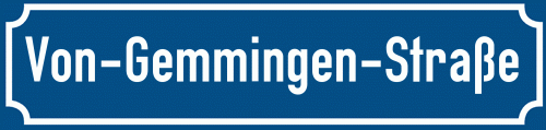 Straßenschild Von-Gemmingen-Straße