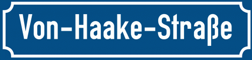Straßenschild Von-Haake-Straße