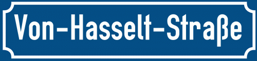 Straßenschild Von-Hasselt-Straße