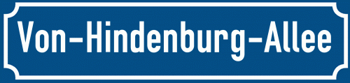 Straßenschild Von-Hindenburg-Allee