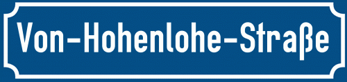 Straßenschild Von-Hohenlohe-Straße zum kostenlosen Download