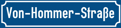 Straßenschild Von-Hommer-Straße zum kostenlosen Download