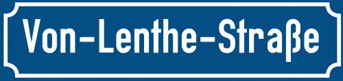 Straßenschild Von-Lenthe-Straße zum kostenlosen Download