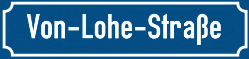 Straßenschild Von-Lohe-Straße zum kostenlosen Download