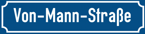 Straßenschild Von-Mann-Straße zum kostenlosen Download