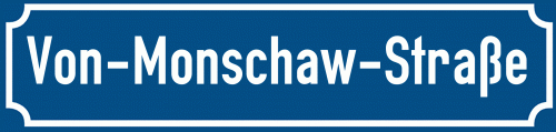 Straßenschild Von-Monschaw-Straße zum kostenlosen Download