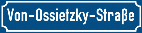 Straßenschild Von-Ossietzky-Straße