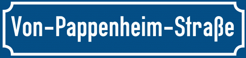 Straßenschild Von-Pappenheim-Straße zum kostenlosen Download
