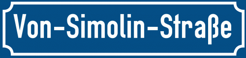 Straßenschild Von-Simolin-Straße zum kostenlosen Download