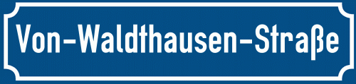 Straßenschild Von-Waldthausen-Straße zum kostenlosen Download