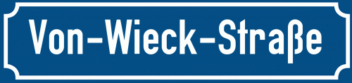 Straßenschild Von-Wieck-Straße zum kostenlosen Download