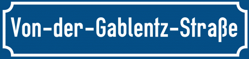 Straßenschild Von-der-Gablentz-Straße zum kostenlosen Download