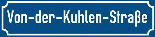 Straßenschild Von-der-Kuhlen-Straße zum kostenlosen Download