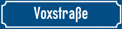 Straßenschild Voxstraße zum kostenlosen Download