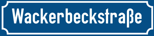 Straßenschild Wackerbeckstraße zum kostenlosen Download