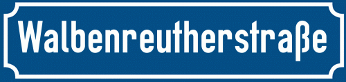 Straßenschild Walbenreutherstraße zum kostenlosen Download