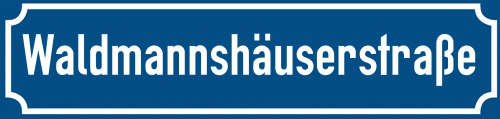 Straßenschild Waldmannshäuserstraße zum kostenlosen Download