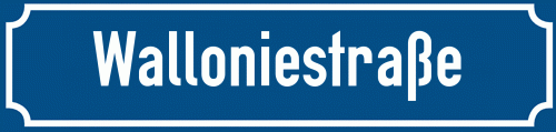 Straßenschild Walloniestraße zum kostenlosen Download