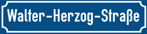 Straßenschild Walter-Herzog-Straße zum kostenlosen Download
