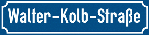 Straßenschild Walter-Kolb-Straße zum kostenlosen Download