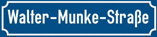 Straßenschild Walter-Munke-Straße zum kostenlosen Download