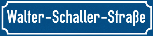 Straßenschild Walter-Schaller-Straße zum kostenlosen Download