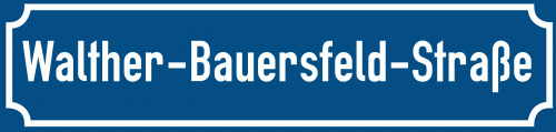 Straßenschild Walther-Bauersfeld-Straße zum kostenlosen Download