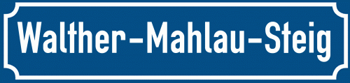 Straßenschild Walther-Mahlau-Steig zum kostenlosen Download