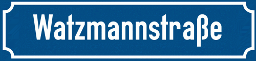 Straßenschild Watzmannstraße zum kostenlosen Download