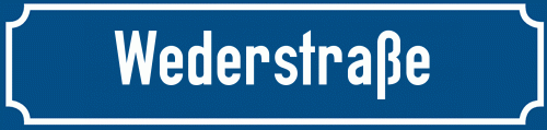 Straßenschild Wederstraße