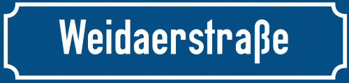 Straßenschild Weidaerstraße zum kostenlosen Download