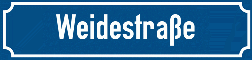 Straßenschild Weidestraße zum kostenlosen Download
