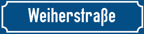 Straßenschild Weiherstraße zum kostenlosen Download