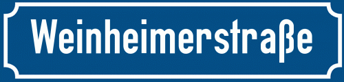 Straßenschild Weinheimerstraße zum kostenlosen Download