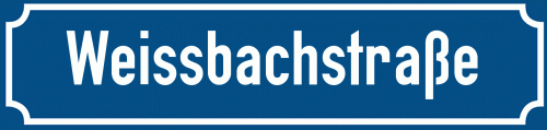 Straßenschild Weissbachstraße zum kostenlosen Download