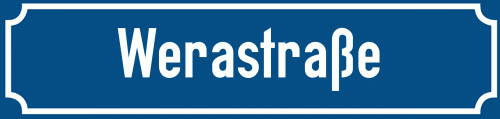 Straßenschild Werastraße zum kostenlosen Download