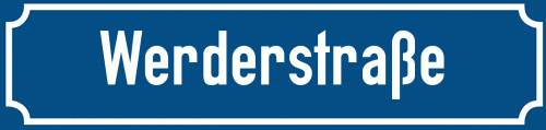 Straßenschild Werderstraße zum kostenlosen Download