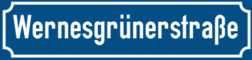 Straßenschild Wernesgrünerstraße zum kostenlosen Download