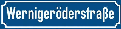 Straßenschild Wernigeröderstraße zum kostenlosen Download