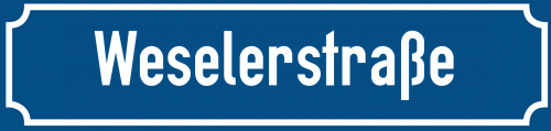 Straßenschild Weselerstraße zum kostenlosen Download