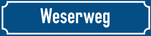 Straßenschild Weserweg zum kostenlosen Download